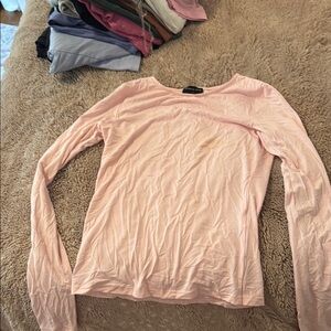 White Fox Long sleeve Skin Tight Pink Shirt